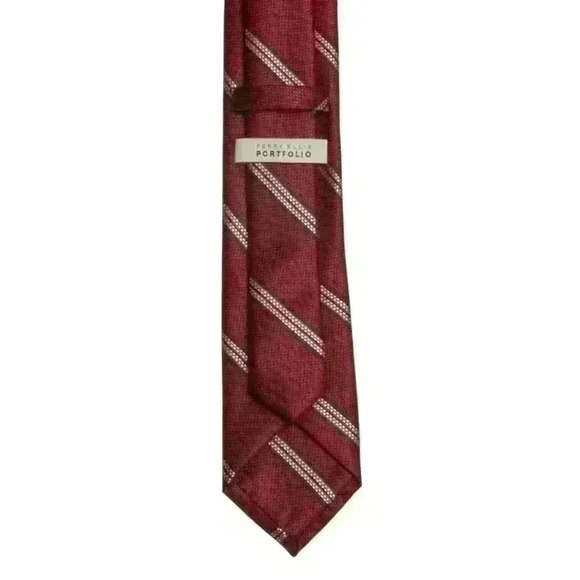 Perry Ellis Portfolio Men's Red Double Stripe Neck Tie $45 - Picture 3 of 6